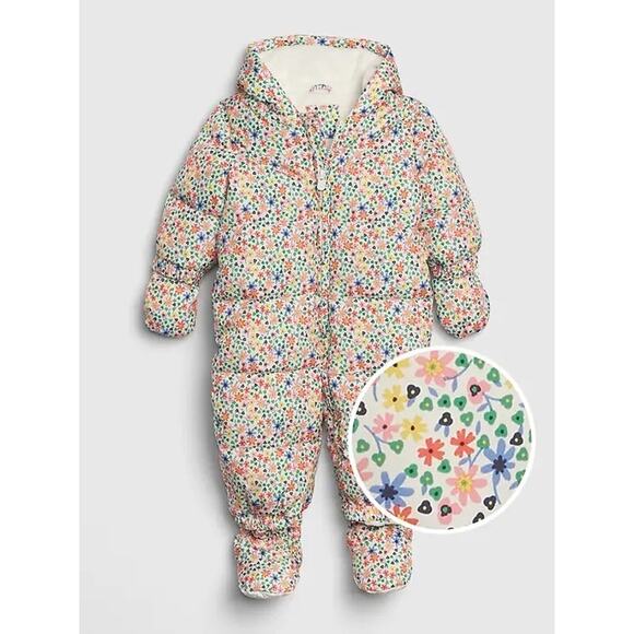 NWT Baby ColdControl Max Snowsuit White Floral Print Size 0-6 months - Picture 1 of 2